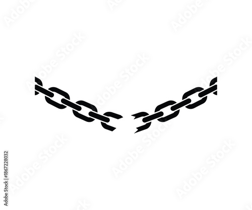 Broken chain link icon vector symbol of freedom, Breakthrough and liberation