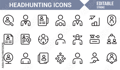 Hiring process and HR management outline icons