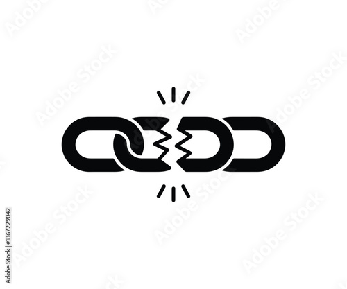 Broken chain link icon representing weakness and failure