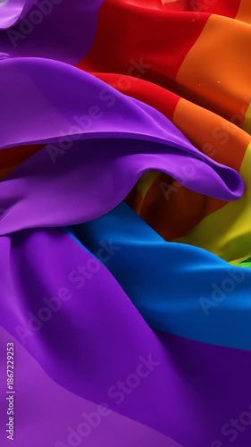 Rainbow Pride Flag Waving in Air