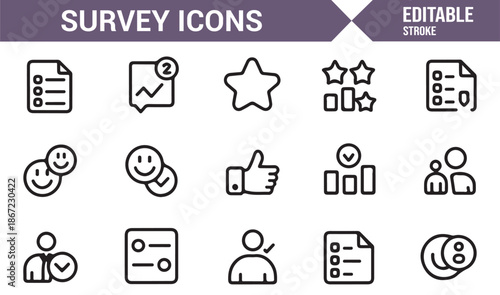 Rating and review survey vector icon pack