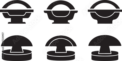 Black and white pan icons on white background