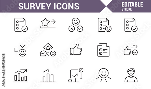 Evaluation and reporting survey line style icons