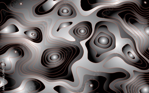 Abstract black and white liquid swirl metallic pattern background design