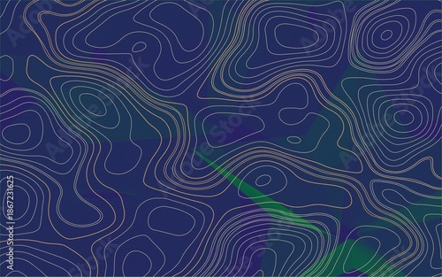 Abstract blue seamless pattern with circles and flowing wave texture