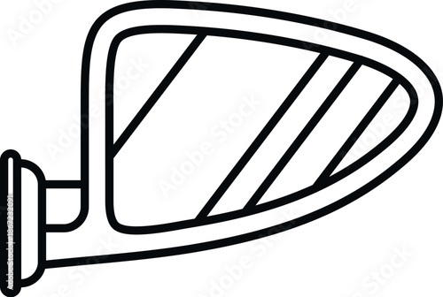 Car side mirror vector drawing outlining automotive vehicle part concept on white
