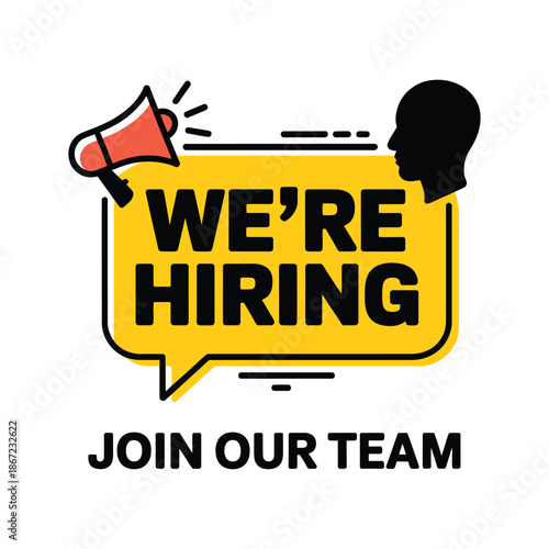 We re hiring Join our team with a megaphone announcement design