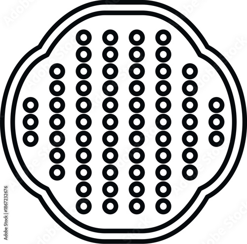 Kitchen utensil colander with holes for filtering and draining ingredients