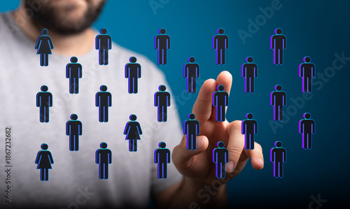A hand selecting a member f...