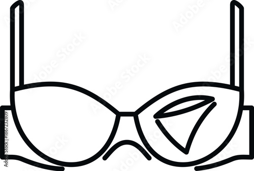 Bra lingerie in an outline icon style showcasing female fashion comfort