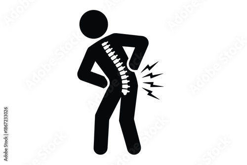 Silhouette of a person experiencing lower back pain and spinal discomfort