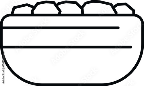Abstract illustration showing a bowl full of food in a minimalist outline style