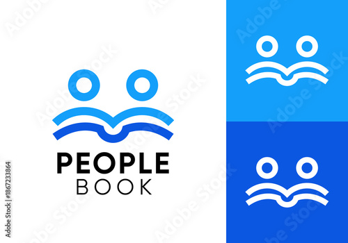 abstract people and book logo. school education vector design concept