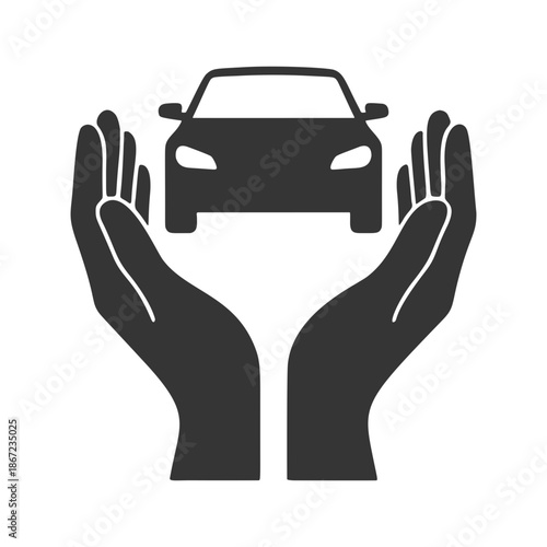 車を守る両手のシルエットアイコン