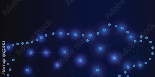 Abstract Digital Network Wave with Glowing Nodes