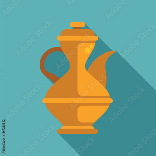 Arabian dallah coffee pot with long shadow illustration