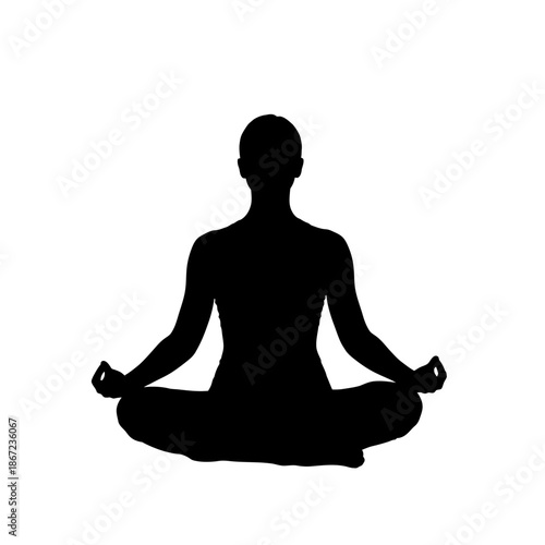 Silhouette of a person in a meditative yoga pose.