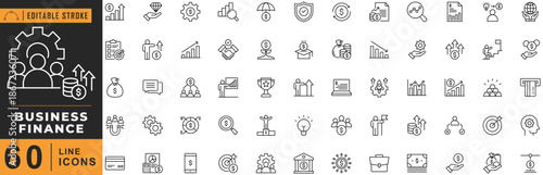 Business Finance line icon set. Editable stroke. Vector illustration.