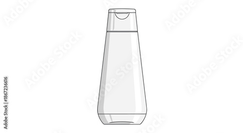 Simple white plastic bottle with a flip top lid suitable for shampoo lotion or other cosmetic product packaging.