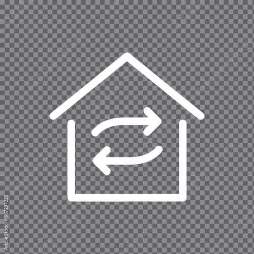 House Exchange and Real Estate Transaction Vector Line Icon. Minimalist Icon for Housing, Mortgage Refinance, or Home Transfer.