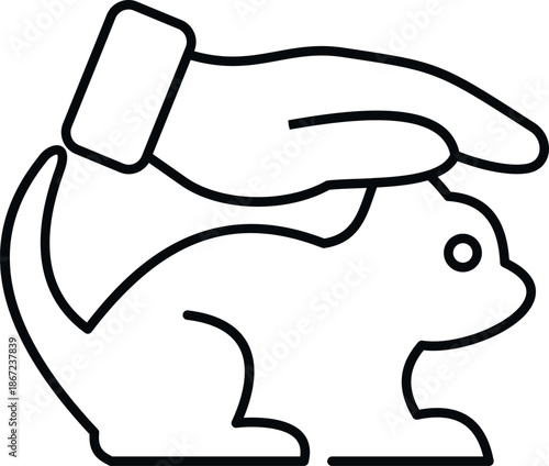 Hand giving care and protection to a small pet animal