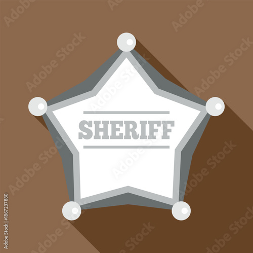 Sheriff badge star with gray text and shading on a brown background