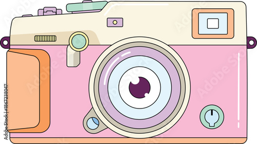Cute Retro Camera with Pastel Colors