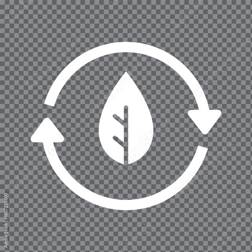 Eco-Friendly and Sustainability Vector Icon with Leaf and Cycle Symbol.