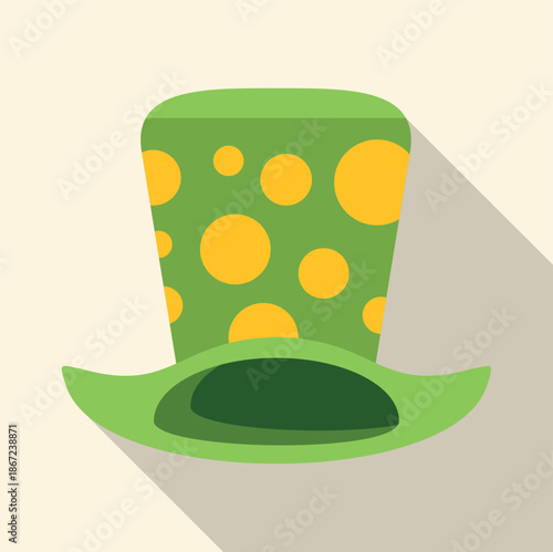 Green top hat with yellow polka dots depicting a st. Patrick's day celebration