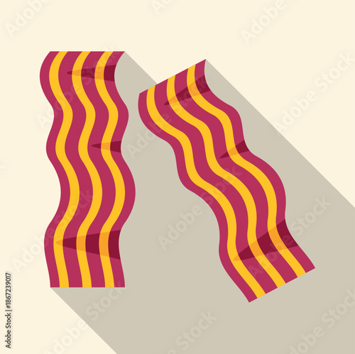 Bacon strips with yellow fat and red meat creating an ideal breakfast food