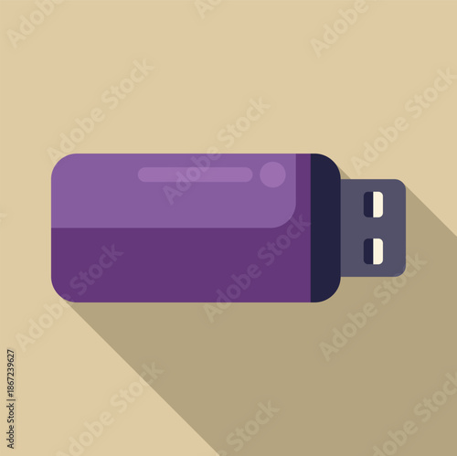 Purple usb flash drive representing digital data storage and modern technology