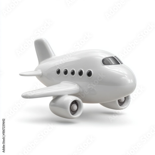 White airplane toy isolated on white background isolated on white background