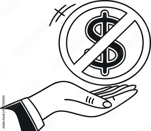 Minimalist Illustration of Financial Prohibition and No-Cash Concept