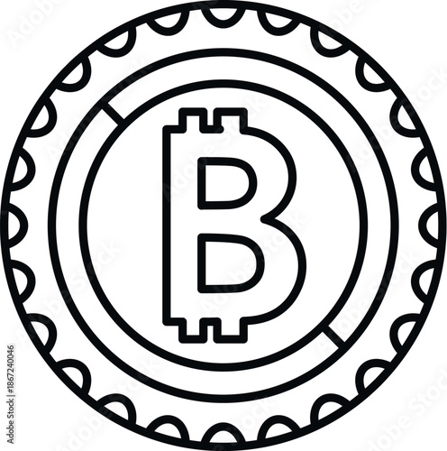 Bitcoin coin showing cryptocurrency symbol, representing digital assets and online finance