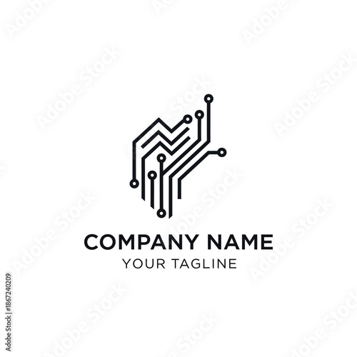Abstract Circuit Board Design for Technology Company Logo Concept.