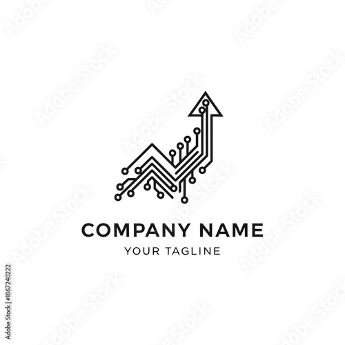 Circuit Board Arrow Upward Growth Technology Logo Design.