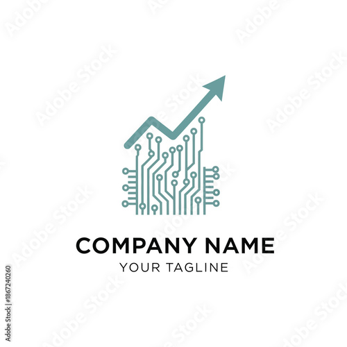 Technology Growth Arrow with Circuit Board Design for Business and Innovation.