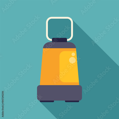 Bright yellow camping lantern icon in flat minimal design style