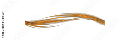Glowing golden light streak with sparkling particles on transparent background.