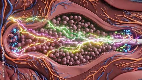 Retina and Optic Nerve Signal Transmission Inside Human Eye 3D Illustration