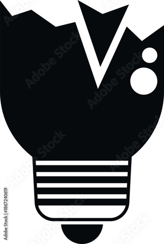 Broken lightbulb silhouette representing a failed idea or waste