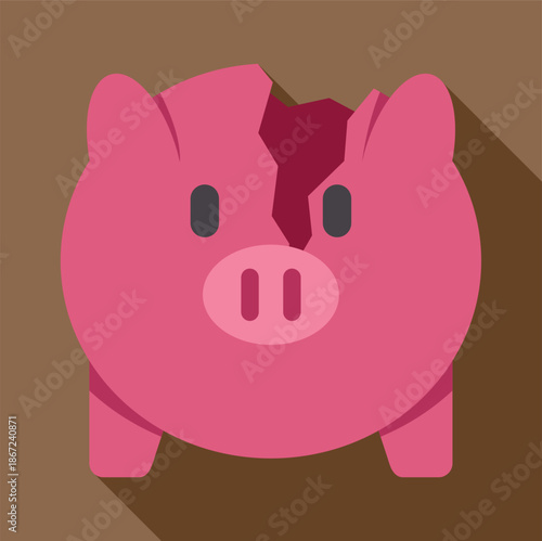 Broken piggy bank illustrating concepts of debt, poverty, and financial crisis