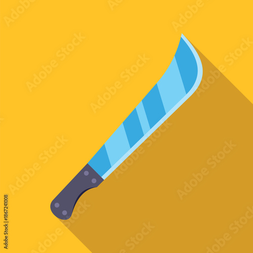 Machete displaying its sharp blade in a flat illustration style