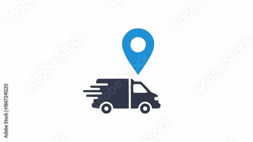 Delivery truck with location pin.