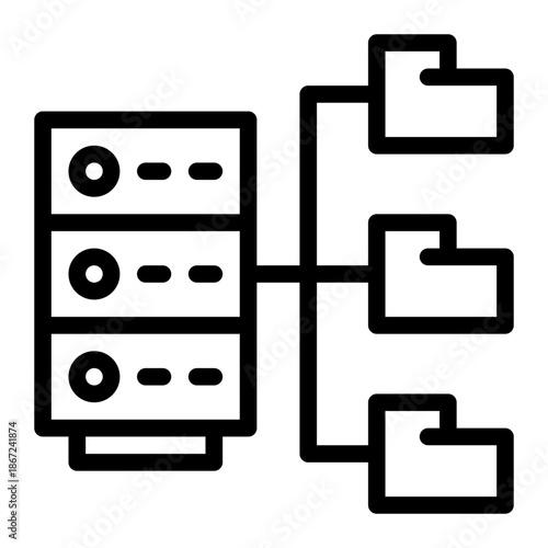 File Storage Networking Data Management Icon from Network and Database Icon Collection (Outline style)