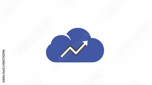 Cloud icon with growing graph symbol.
