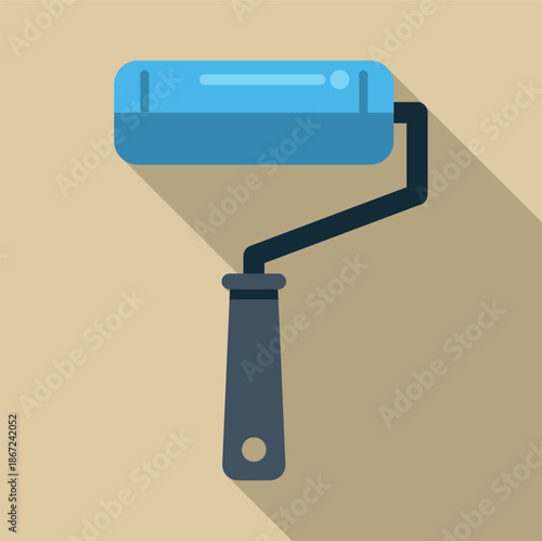 Paint roller icon with a long shadow, representing home renovation and improvement