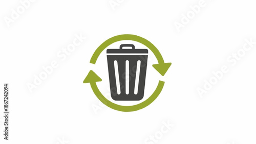 Recycling Bin Icon with Green Arrows.
