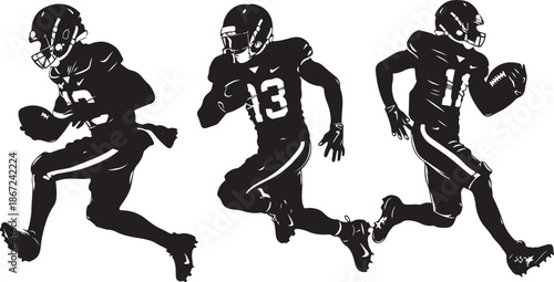 American Football Player Running Silhouette Set

Football Athlete Sprinting Action Poses

Gridiron Football Runner Motion Illustration