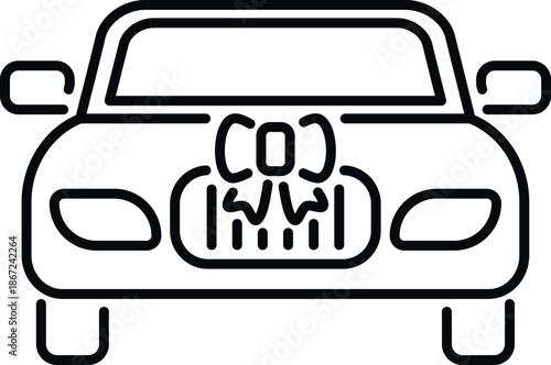 Car with a bow outline icon representing a new vehicle or prize